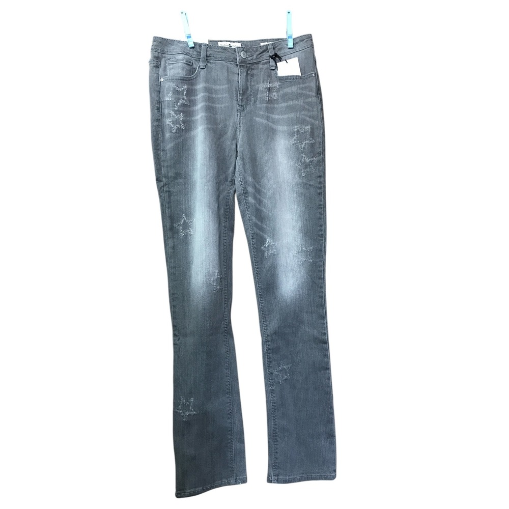 Black Daisy Gray Denim‎ with Star Distressing Pattern five Pockets New with Tags